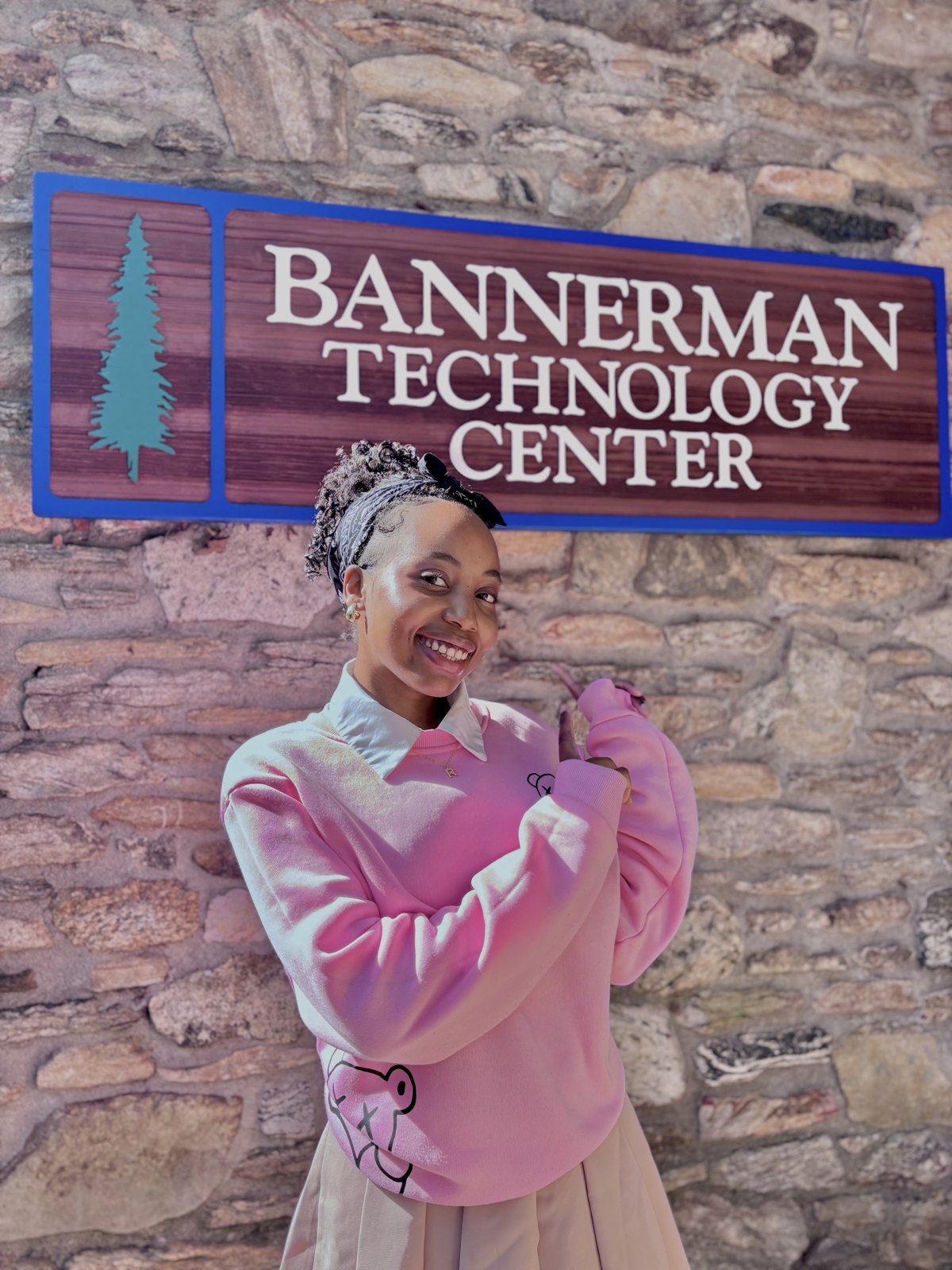 Roselin Nhira outside the Bannerman Technology Center